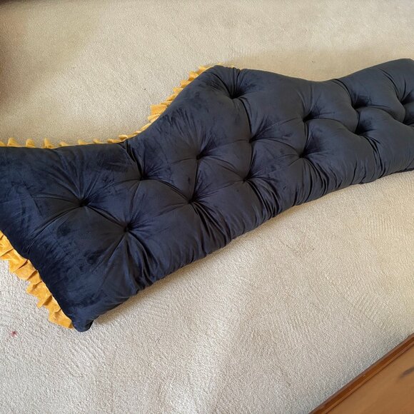 NWOT! Dark Grey/Gold Velvet Backrest Bed Pillow - Picture 2 of 7